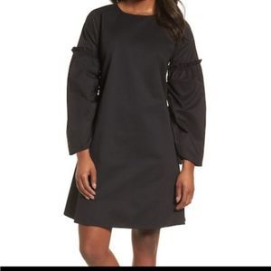 Halogen Parachute Sleeve Black Shift Dress